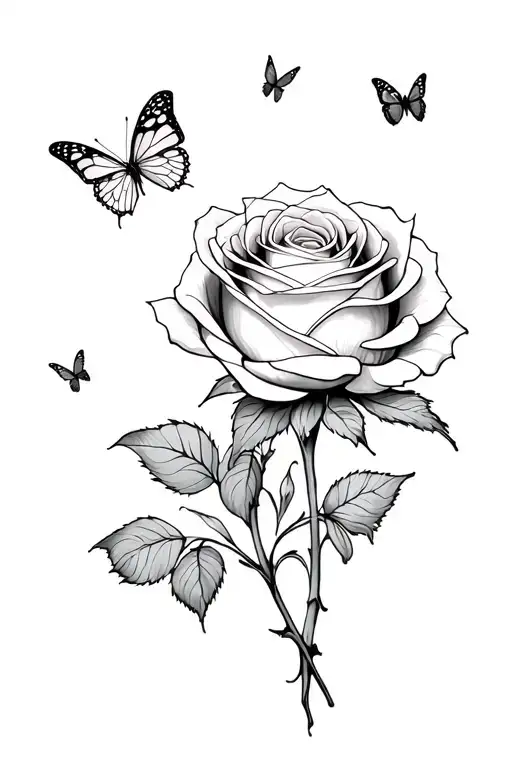 Rose Wrapped With Butterflies Fluttering