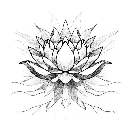 Lotus Flower With Sun Down Back With Flowers