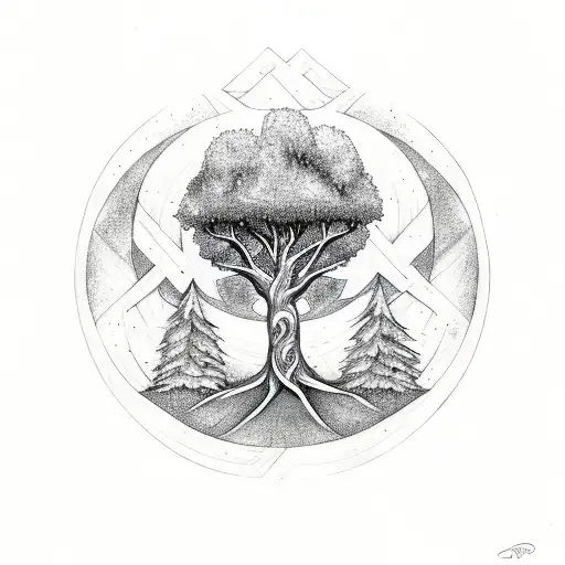 Tree With A Triple Goddess Symbol On The Bottom