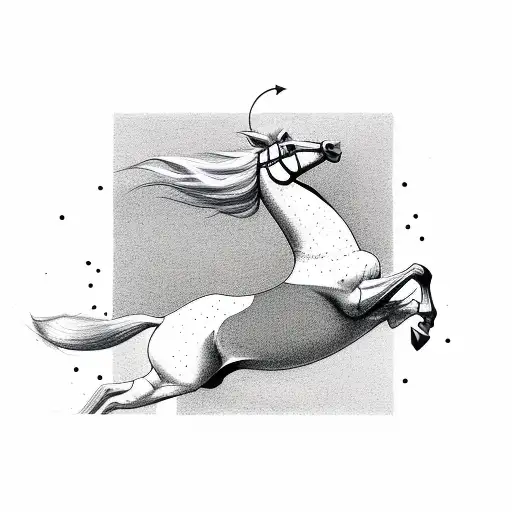 A Minimalist Sketch Of A Horse Jumping Over An Obstacle