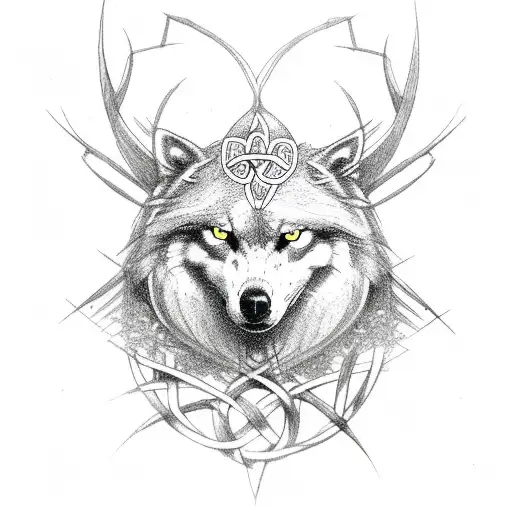 Crow With Yggdrasil And Celtic Wolf