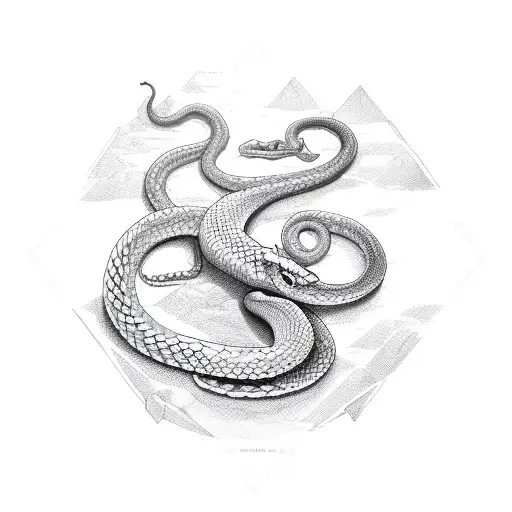 A Snake Coiled Around A Ship's Anchor