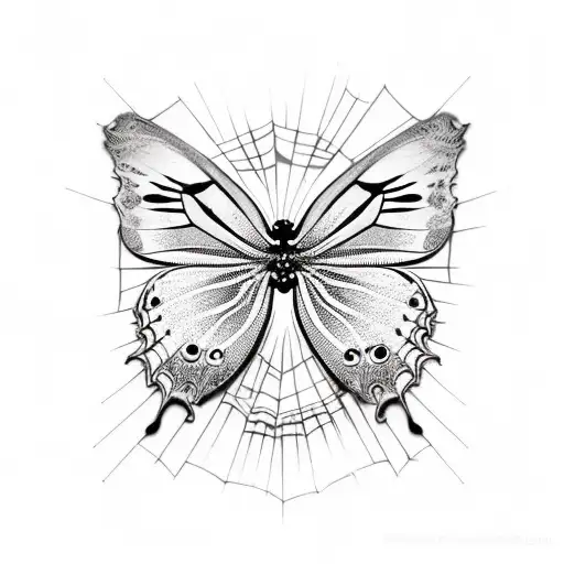Live Fast Die Young With A Butterfly In A Spider Web