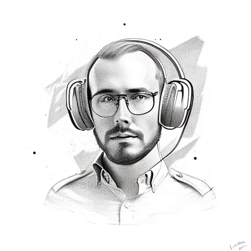 A Sketch-style Portrait Of Chester Bannington Surrounded By Musical Symbols