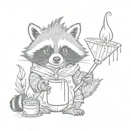 Cozy Racoon Holding A Birthday Candle Burning