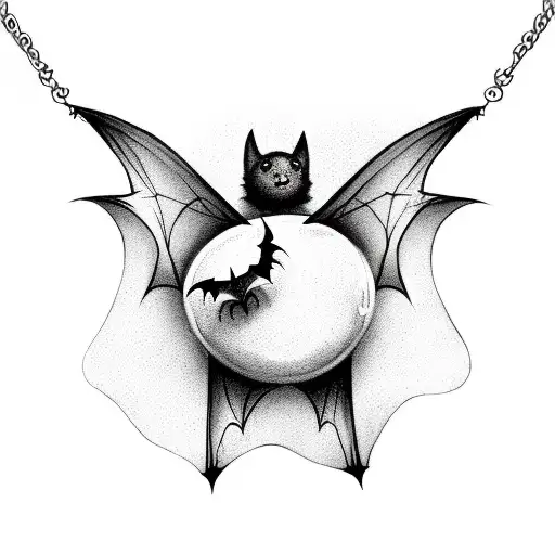 Cute Bat Hanging On A Chain