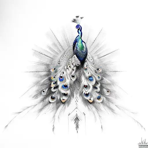 Peacock Full Feathers All Out