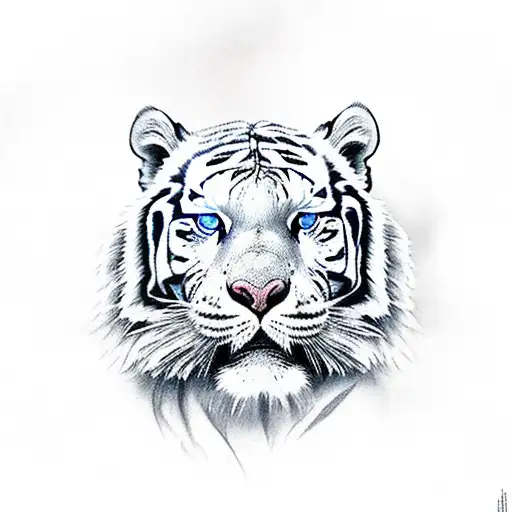 Majestic White Tiger With Blue Eyes