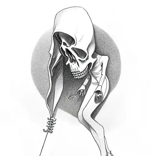 Grim Reaper With Girl Leg Exposed Out Of Robe