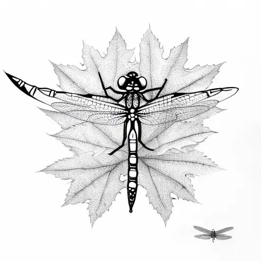 Leaf With Dragonfly
