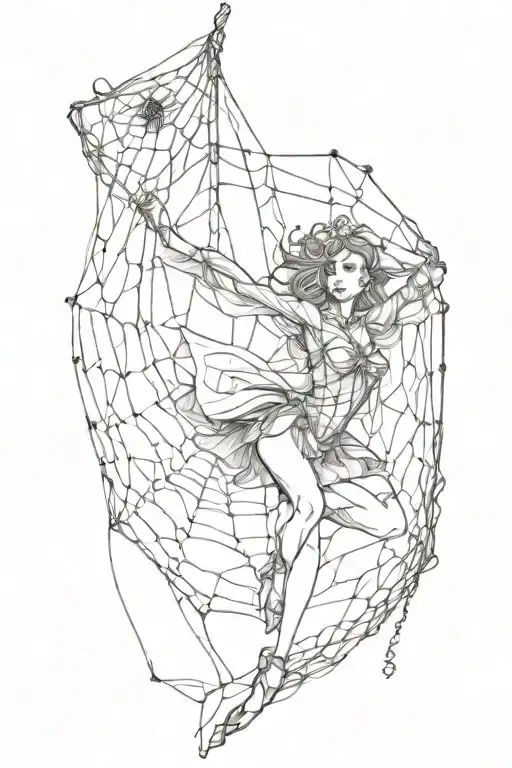 Fairy Upside Down With Spider Net Intertwined
