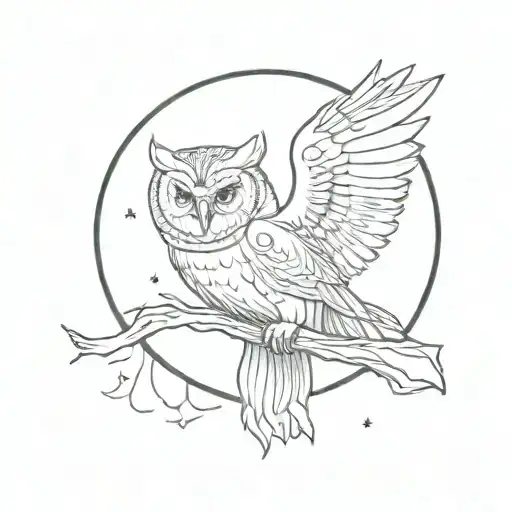 Thick Crescent Moon With Happy Owl On It