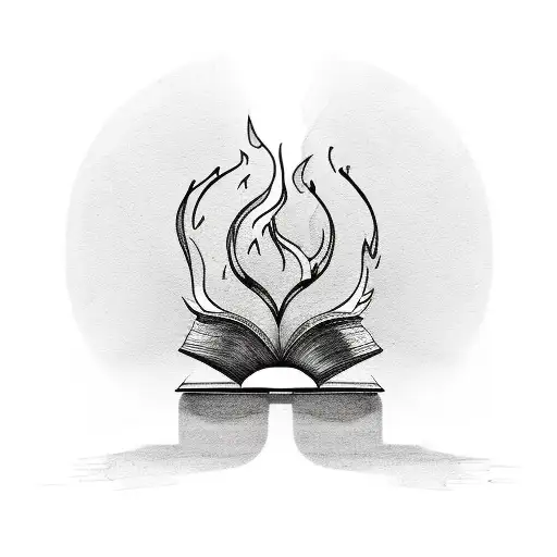 Minimal Design Of An Open Burning Book With Flames Coming Out Of It