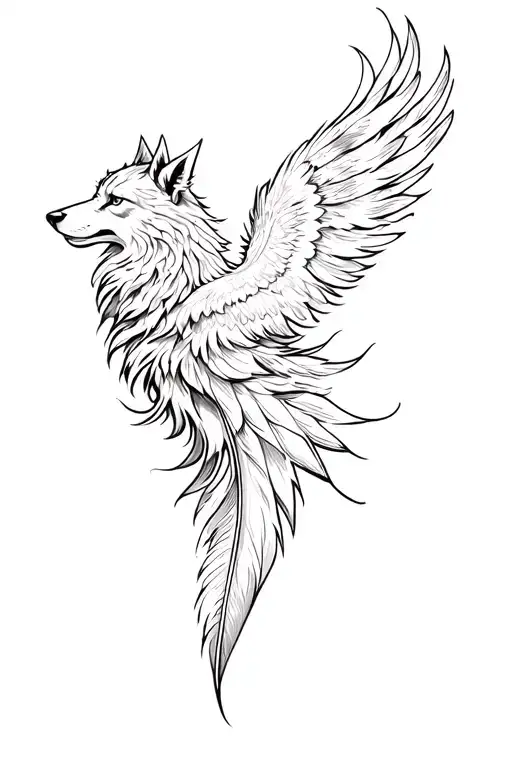 Wolf Phoenix Feather