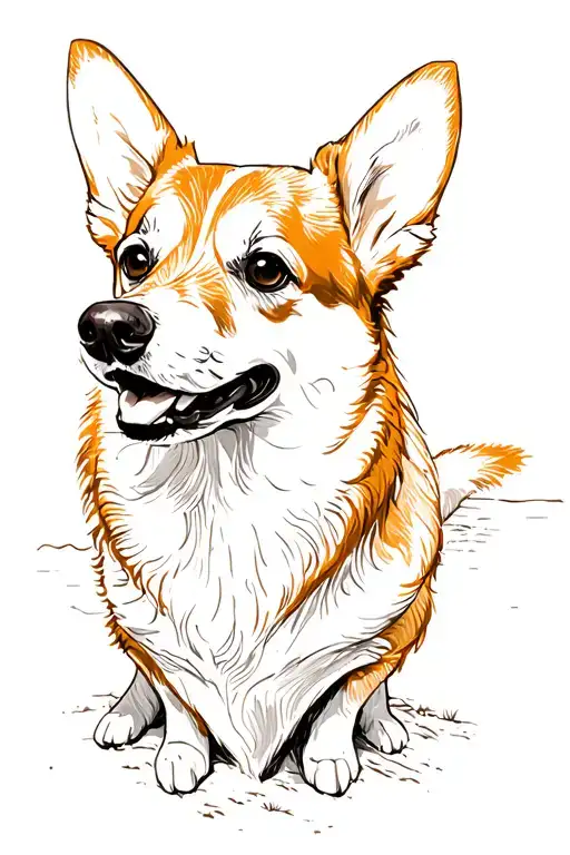 Beautiful Desert Background With Corgi Head Portriatr