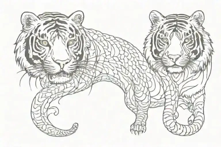 Golden Snake And Tiger Standing
