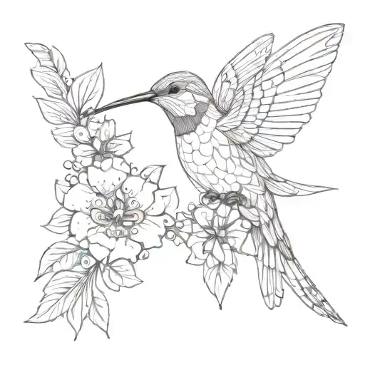 Humming Bird With Flowers With A Number 22