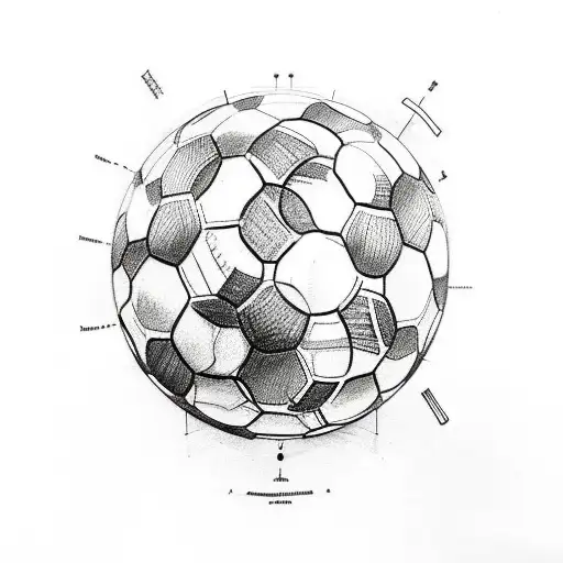 A Sketch-style Tattoo Of A Soccer Ball Made Of Different Food Ingredients