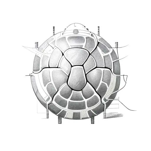 A Sketch-style Illustration Of A Volleyball Integrated With Car Engine Parts