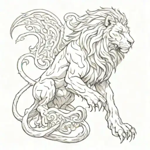 A Lion Gently Scratching The Scales Of Of A Dragon