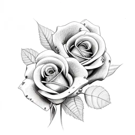 Two Roses With A Baby Bird