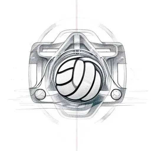 A Sketch-style Illustration Of A Volleyball Integrated With Car Engine Parts