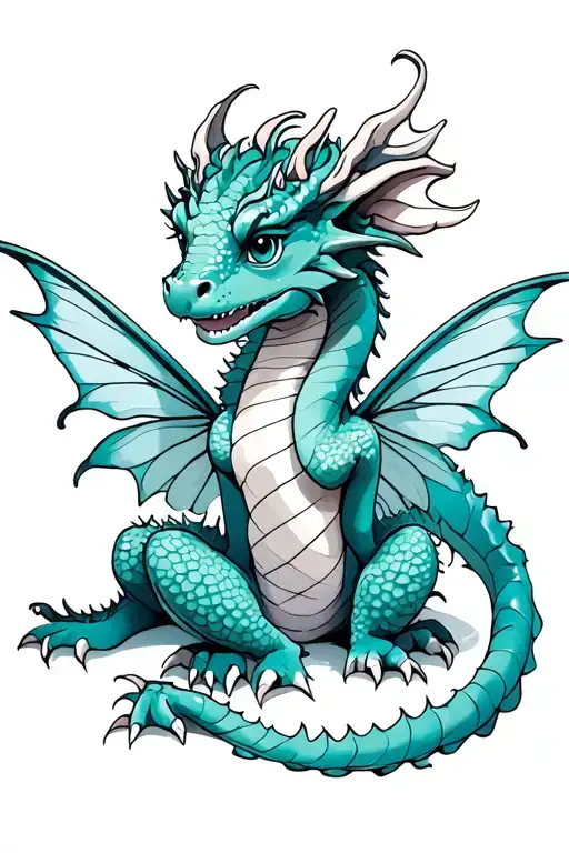 Cute Dragon Wrapped Around Fairy Sitting