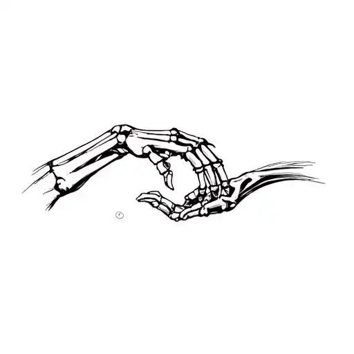 A Hand Reaching Out To A Skeleton Hand Holding