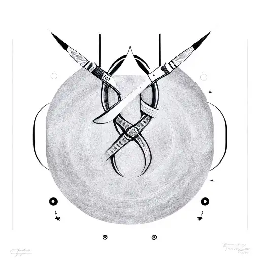 Infinity Symbol With Cricketbat And Badminton Shuttle On Opposite Sides