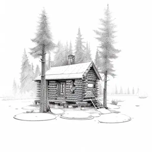 Cabin In The Woods With A Compass