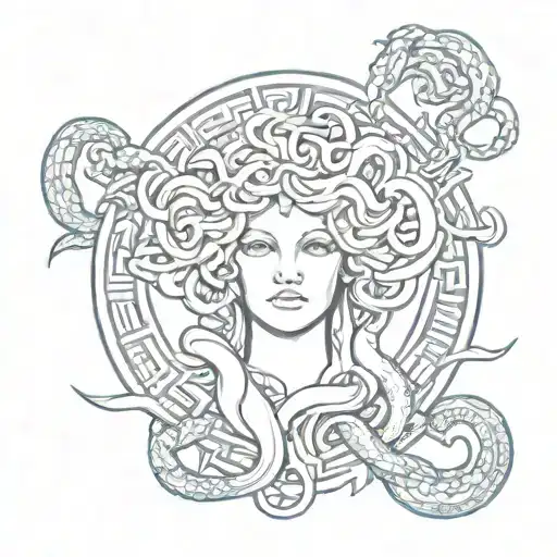 Medusa Inside Versace Logo Intertwined With Snakes