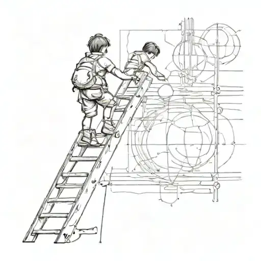 Boy Climbing A Ladder At The End Of Which Is Globe