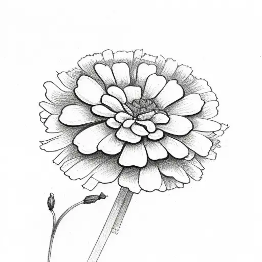 Small Line Drawing Of Bunch Marigold Flower And Cosmo Flower And Violets Flowers