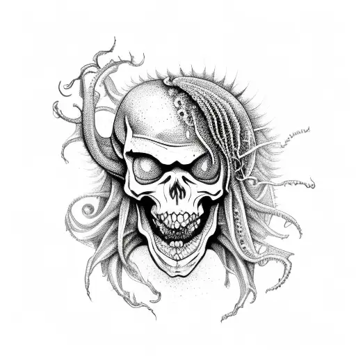 Demonic Jellyfish Eating Skeleton