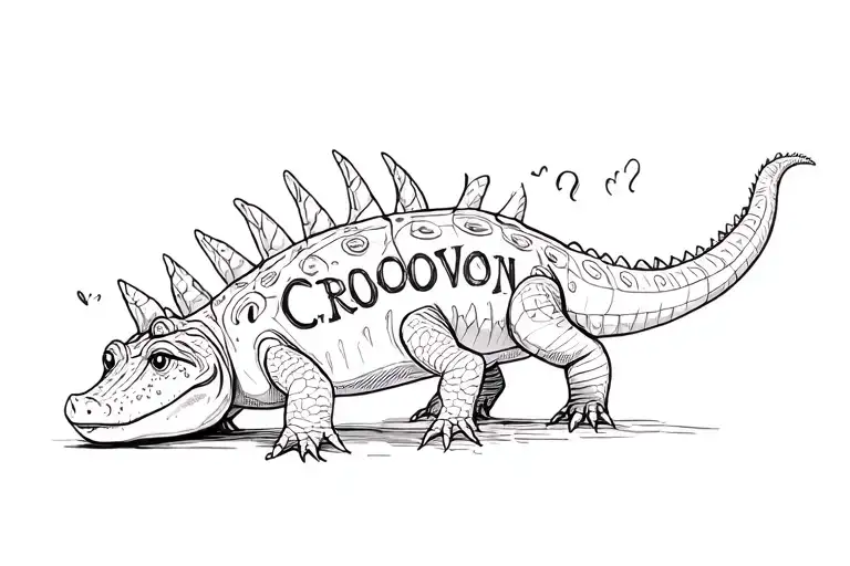 Cute Crocodile Word Sneaky Hidden On Body
