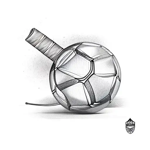 Diagonal Relay Baton With A Pair Of Track Shoes And Soccer Hanging On Either End