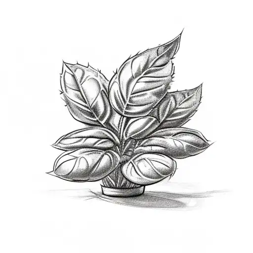 Sketch Of A Basil Plant Growing Out Of A Donald Duck Hat