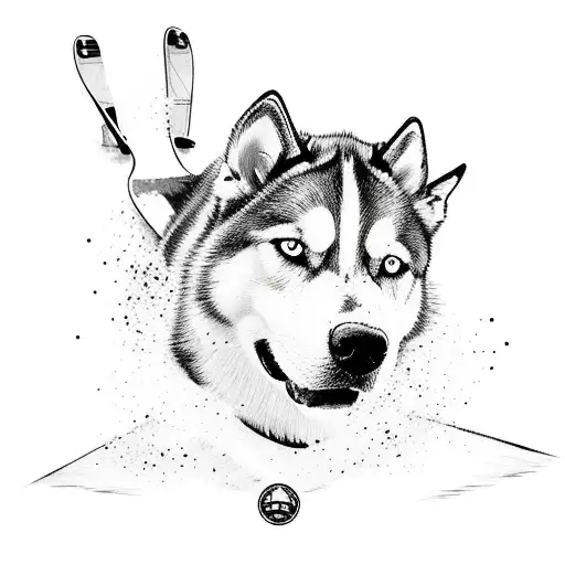 A Skater Doing An Ollie Over A Siberian Husky Silhouette