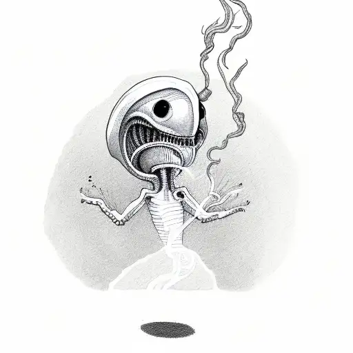 Alien Smoking A Joint With Pink Smoke