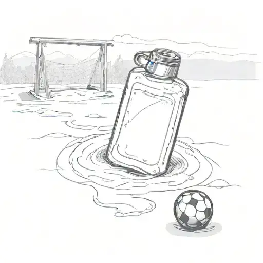 A Snow Covered Soccer Pitch With A Thermos Flask Stuck In The Snow