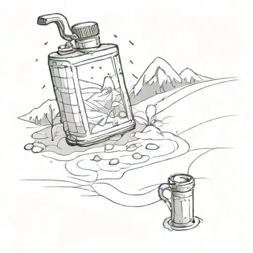 A Snow Covered Soccer Pitch With A Flask Stuck In The Snow