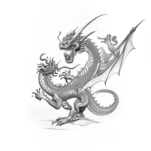 Dragon Curled On Katana