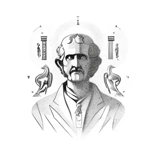 A Silhouette Of A Psychologist Surrounded By Ancient Greek And Roman Symbols