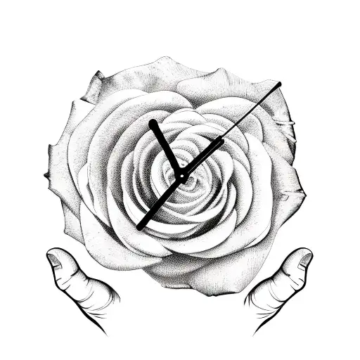 Hand Clock With Roses Around