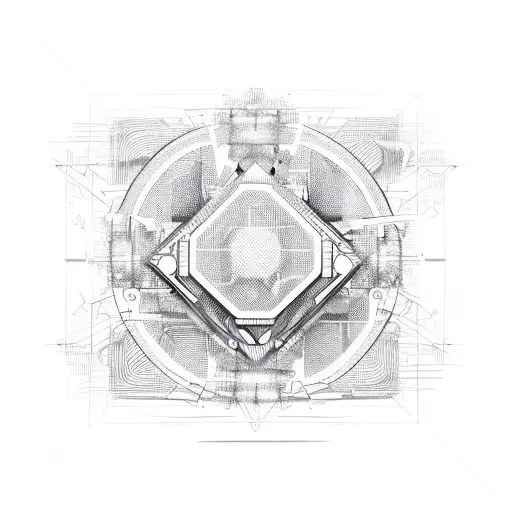 Abstract Geometric Shapes Forming A Computer Motherboard