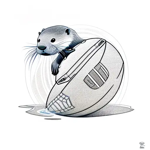 Otter Floating With A Football On The Bally