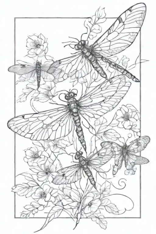 Dragonfly And Butterfly Chasing Eachother