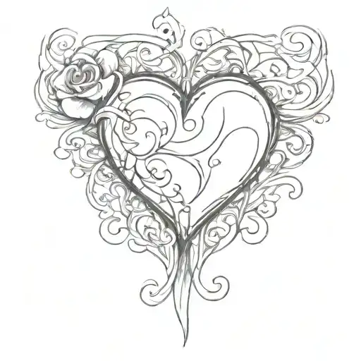 Heart D & M Inside Symbolizing Love