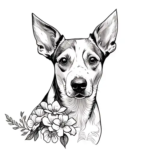 Dog Imprint With Flowers At L