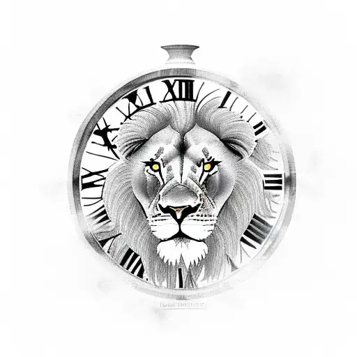 Lion With Landscape And Clock